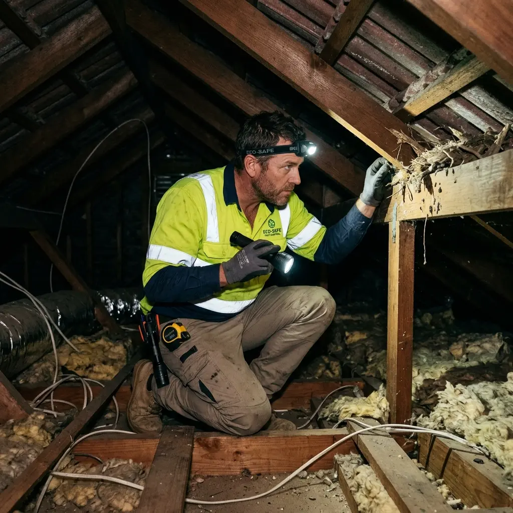 Technician inspecting a Glen Waverley subfloor void for a deceased cat